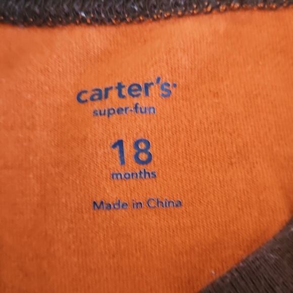 Carter’s Baby Boy Romper 18M Orange "Little Tiger" Short Sleeve One-Piece EUC - Picture 3 of 5